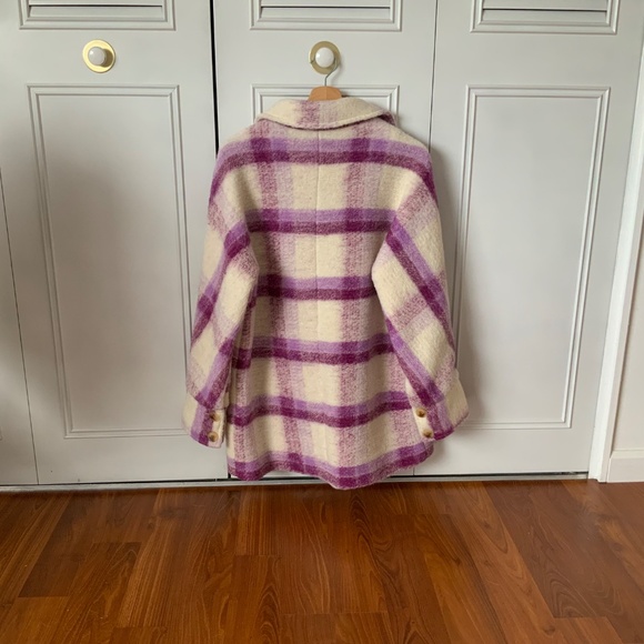 Sezane Paulo Coat in Purple Check Print, Size EU34/US2 - Picture 3 of 4